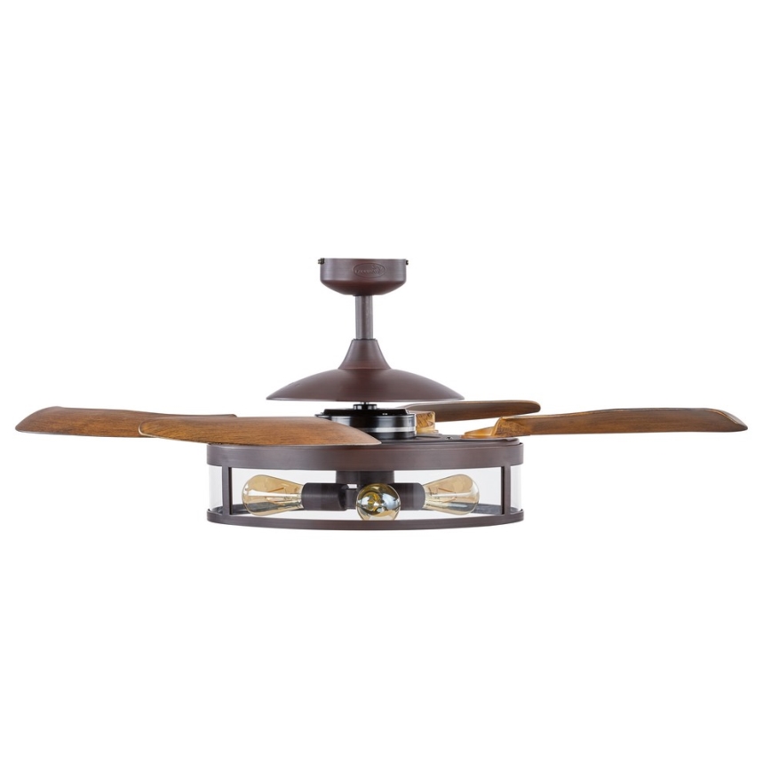 FANAWAY 212925 - LED Kattotuuletin CLASSIC 3xE27/4W/230V ruskea + kauko-ohjaus