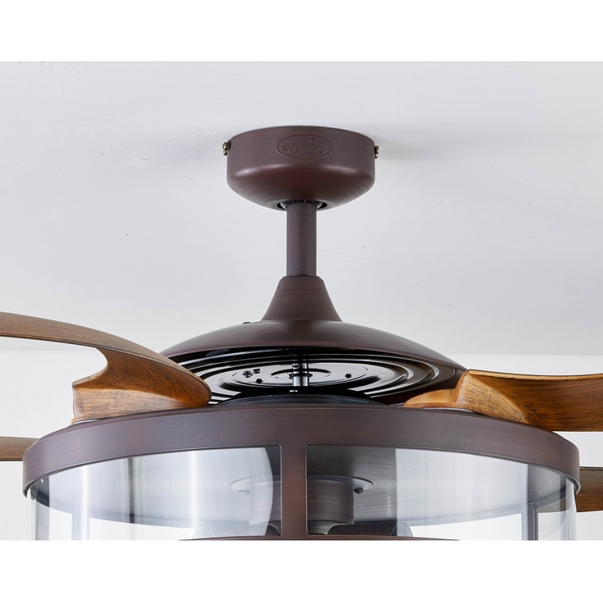 FANAWAY 212925 - LED Kattotuuletin CLASSIC 3xE27/4W/230V ruskea + kauko-ohjaus