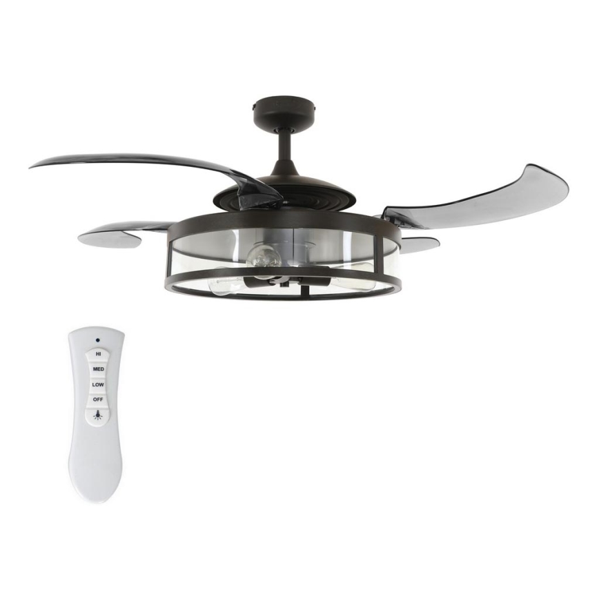 FANAWAY 212927 - LED Kattotuuletin CLASSIC 3xE27/4W/230V musta + kauko-ohjaus