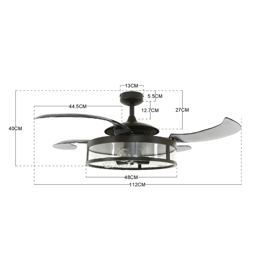 FANAWAY 212927 - LED Kattotuuletin CLASSIC 3xE27/4W/230V musta + kauko-ohjaus