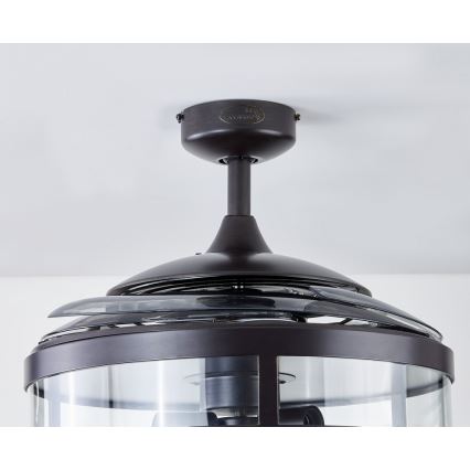 FANAWAY 212927 - LED Kattotuuletin CLASSIC 3xE27/4W/230V musta + kauko-ohjaus