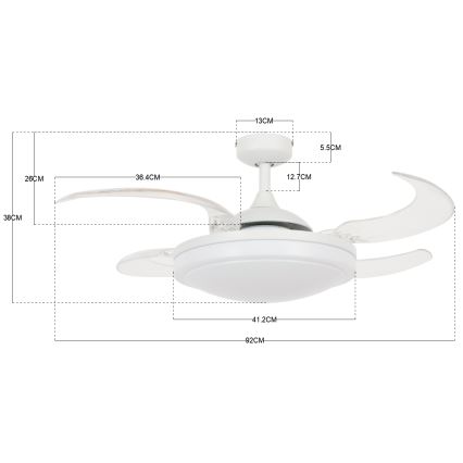 FANAWAY 212980 - Kattotuuletin EVORA 2xE27/15W/230V valkoinen + kauko-ohjaus