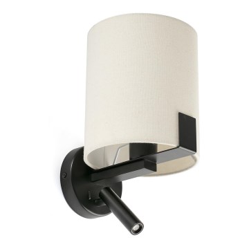 FARO 20053 - LED-seinävalaisin NILA 1xE27/15W/230V + LED/3W kerma/musta