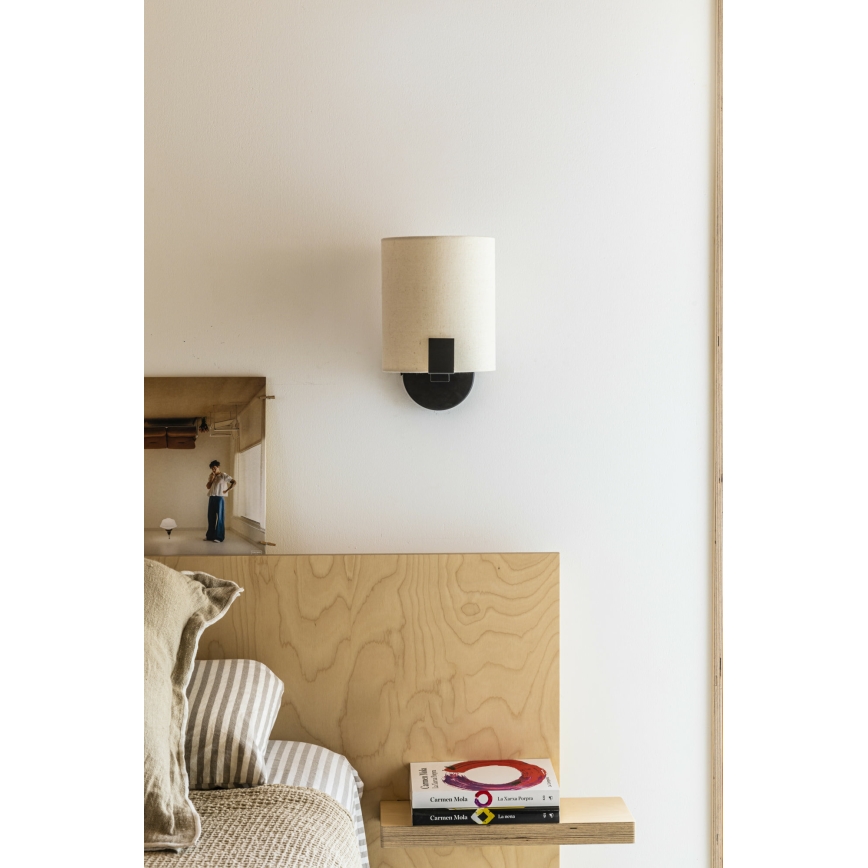 FARO 20053 - LED-seinävalaisin NILA 1xE27/15W/230V + LED/3W kerma/musta