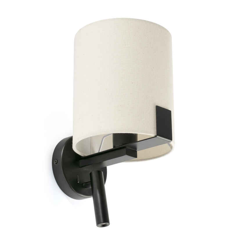 FARO 20053 - LED-seinävalaisin NILA 1xE27/15W/230V + LED/3W kerma/musta