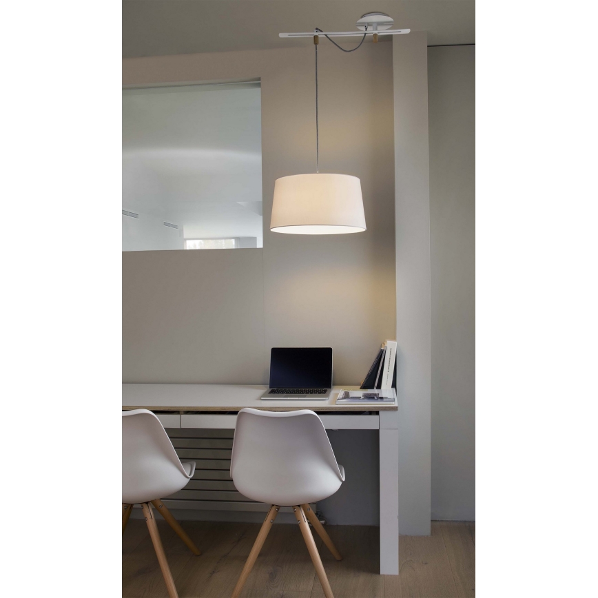 FARO 28394 - Kattokruunu narulla FUSTA 1xE27/20W/230V valkoinen