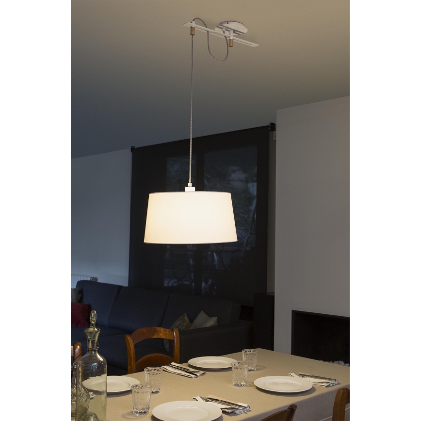 FARO 28394 - Kattokruunu narulla FUSTA 1xE27/20W/230V valkoinen