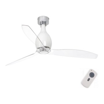 FARO 32020 - Kattotuuletin MINI ETERFAN valkoinen/läpinäkyvä + kauko-ohjaus