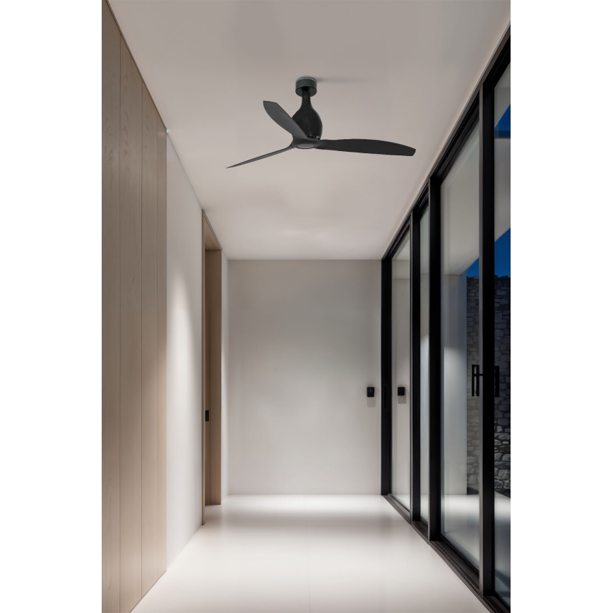 FARO 32030 - Kattotuuletin MINI ETERFAN musta halkaisija 128 cm + kauko-ohjaus