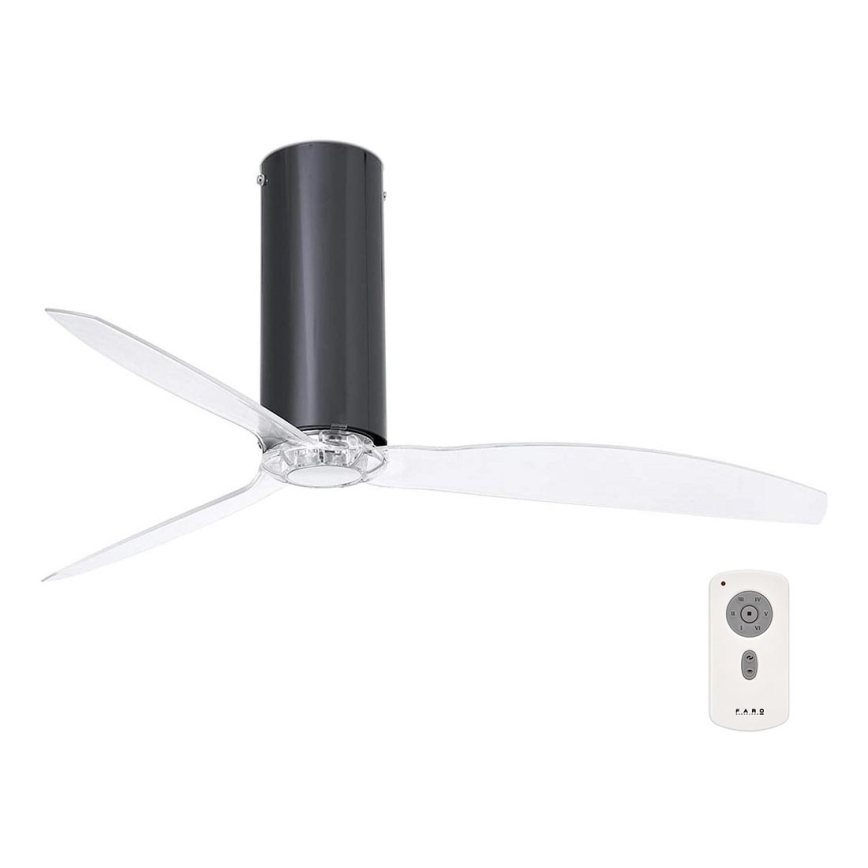 FARO 32035 - Kattotuuletin TUBE FAN musta/läpinäkyvä + kauko-ohjaus