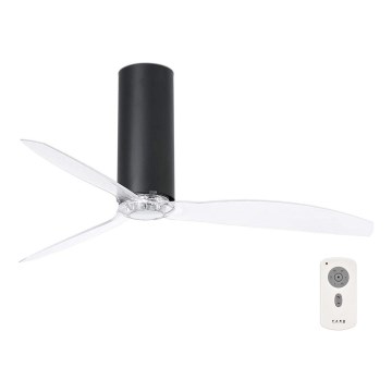 FARO 32036 - Kattotuuletin TUBE FAN musta/läpinäkyvä + kauko-ohjaus