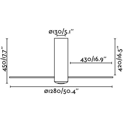 FARO 32036 - Kattotuuletin TUBE FAN musta/läpinäkyvä + kauko-ohjaus