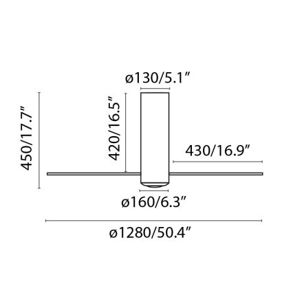 FARO 32037WP - Kattotuuletin TUBE FAN M musta/ruskea d. 128 cm SMART + RC