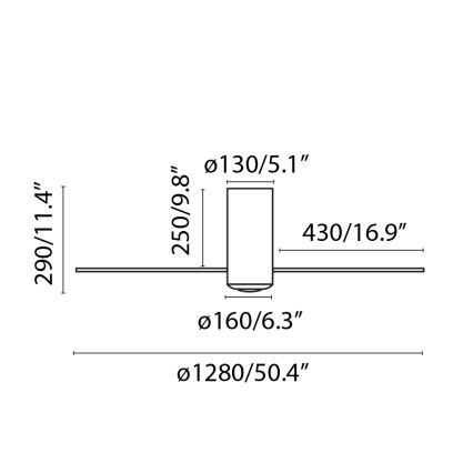 FARO 32041WP - Kattotuuletin MINI TUBE FAN M musta d. 128 cm SMART + RC