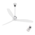FARO 33394 - Kattotuuletin JUST FAN kiiltävä kromi/läpinäkyvä + kauko-ohjaus
