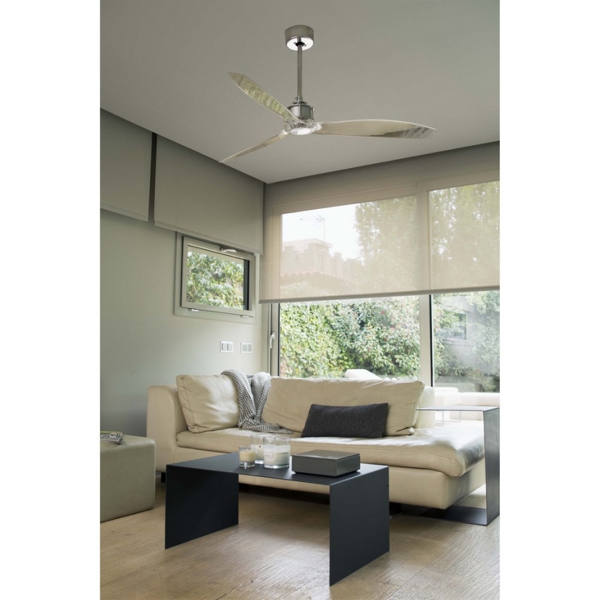FARO 33394 - Kattotuuletin JUST FAN kiiltävä kromi/läpinäkyvä + kauko-ohjaus