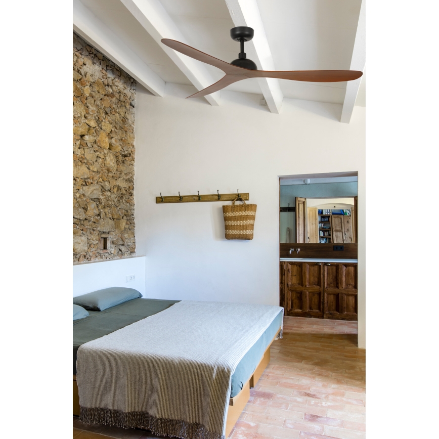 FARO 33447WT - Kattotuuletin GOTLAND L ruskea/musta halkaisija 132 cm Wi-Fi Tuya + kauko-ohjaus