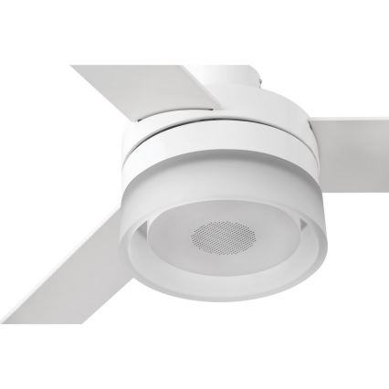 FARO 33460 - LED Kattotuuletin kaiuttimella ICE LED/15W/230V valkoinen/ruskea + kauko-ohjaus