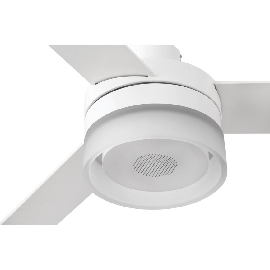 FARO 33460 - LED Kattotuuletin kaiuttimella ICE LED/15W/230V valkoinen/ruskea + kauko-ohjaus