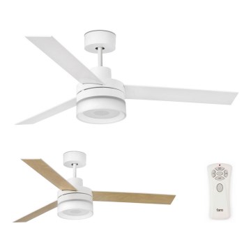 FARO 33460 - LED Kattotuuletin kaiuttimella ICE LED/15W/230V valkoinen/ruskea + kauko-ohjaus