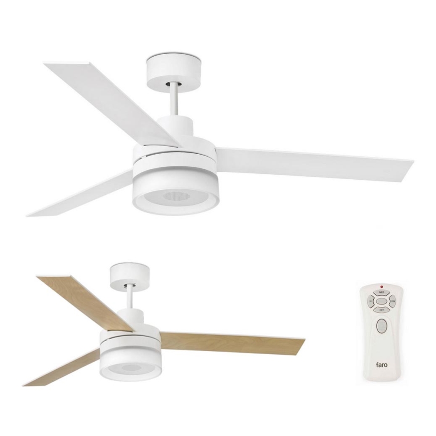FARO 33460 - LED Kattotuuletin kaiuttimella ICE LED/15W/230V valkoinen/ruskea + kauko-ohjaus