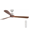 FARO 33464DC - Kattotuuletin LANTAU XL ruskea/mattakromi halkaisija 168 cm + kauko-ohjaus