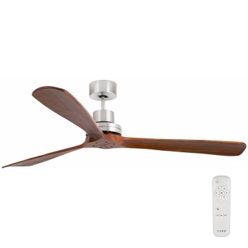 FARO 33464DC - Kattotuuletin LANTAU XL ruskea/mattakromi halkaisija 168 cm + kauko-ohjaus