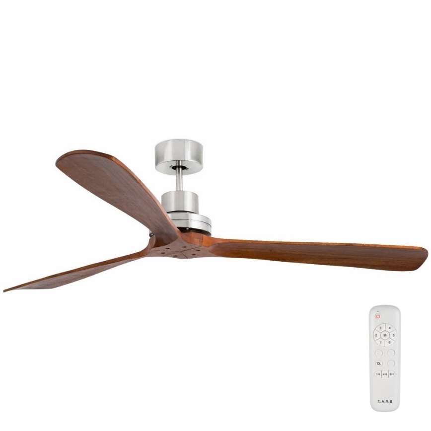 FARO 33464DC - Kattotuuletin LANTAU XL ruskea/mattakromi halkaisija 168 cm + kauko-ohjaus