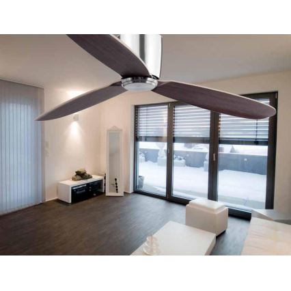FARO 33472N - Kattotuuletin NIAS mattakromi/ruskea halkaisija 132 cm + kauko-ohjaus