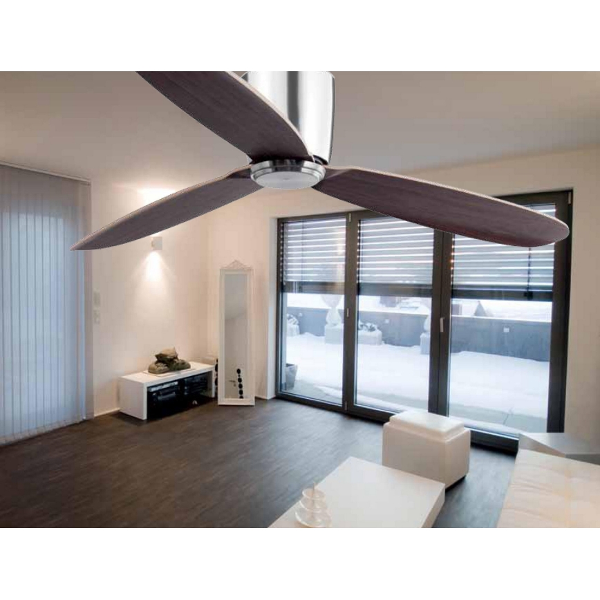 FARO 33472N - Kattotuuletin NIAS mattakromi/ruskea halkaisija 132 cm + kauko-ohjaus