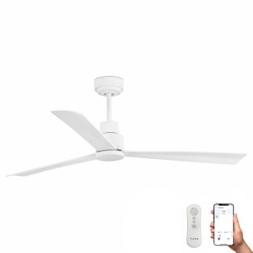 FARO 33487WP-Kattotuuletin NASSAU M valkoinen d. 128 cm SMART +kaukosäädin