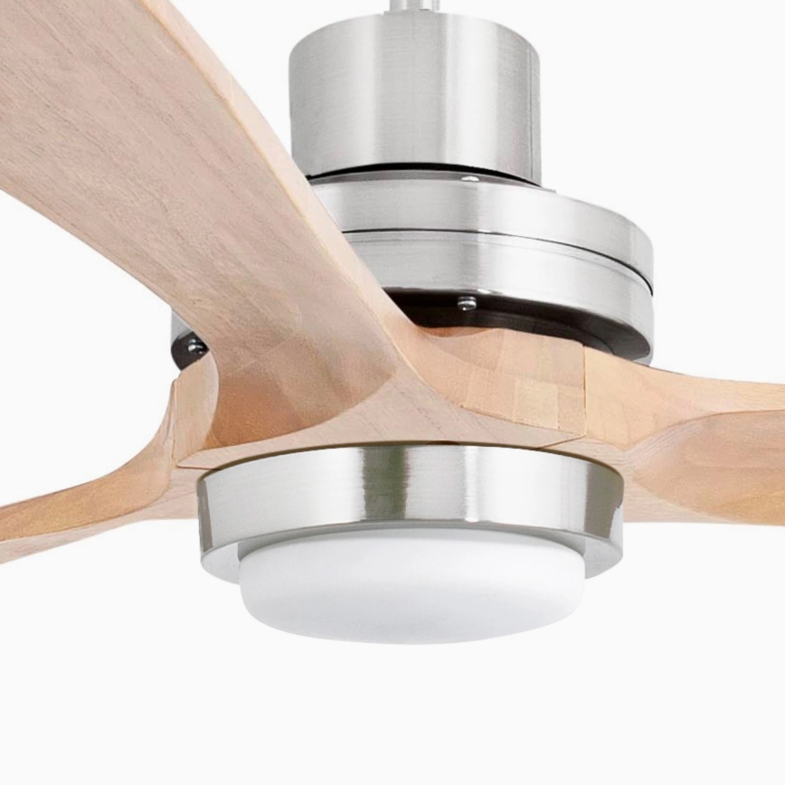 FARO 33505DC - LED Kattotuuletin LANTAU XL LED/15W/230V puu/mattakromi halkaisija 168 cm + kauko-ohjaus