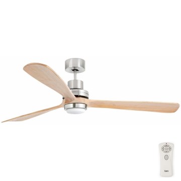 FARO 33505DC - LED Kattotuuletin LANTAU XL LED/15W/230V puu/mattakromi halkaisija 168 cm + kauko-ohjaus