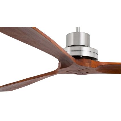 FARO 33508DC - Kattotuuletin MINI LANTAU mattakromi/ruskea halkaisija 108 cm + kauko-ohjaus