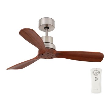 FARO 33508DC - Kattotuuletin MINI LANTAU mattakromi/ruskea halkaisija 108 cm + kauko-ohjaus