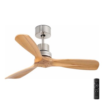 FARO 33509DC - Kattotuuletin MINI LANTAU mattakromi/puu halkaisija 107 cm + kauko-ohjaus
