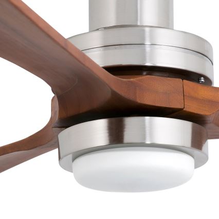 FARO 33518DC - LED Kattotuuletin LANTAU LED/15W/230V mattakromi/puu + kauko-ohjaus