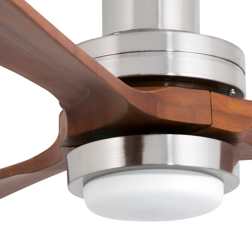 FARO 33518DC - LED Kattotuuletin LANTAU LED/15W/230V mattakromi/puu + kauko-ohjaus