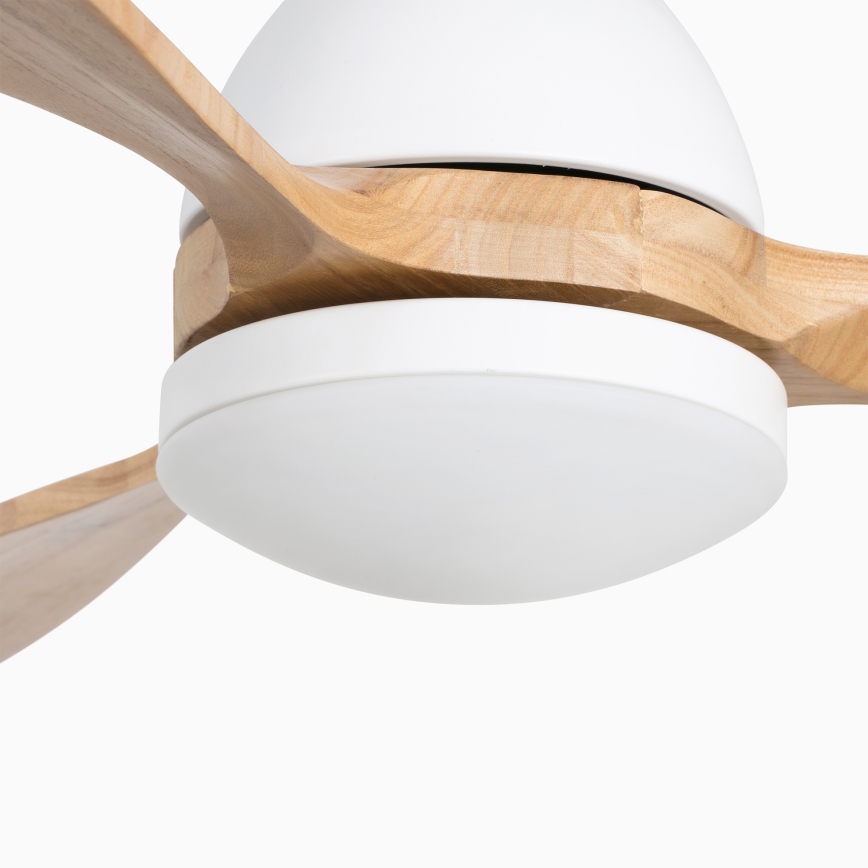 FARO 33524WP - LED Kattotuuletin POROS L LED/19W/230V puu/valkoinen d. 132 cm SMART + RC