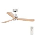 FARO 33560DC - LED Kattotuuletin LANTAU LED/15W/230V puu/kromi + kauko-ohjaus