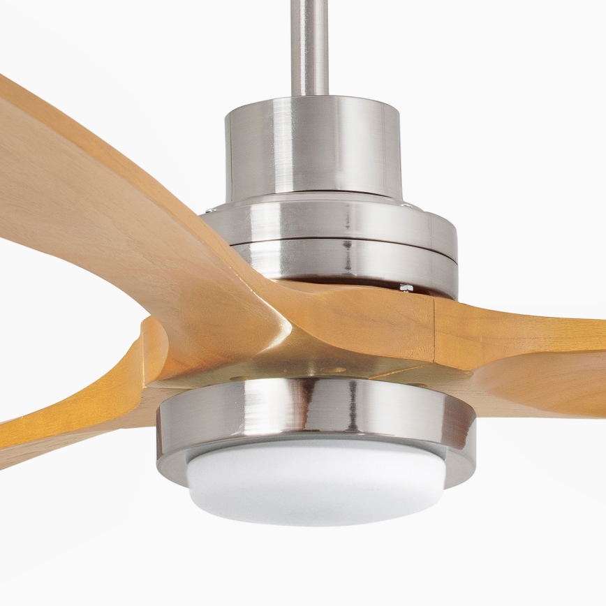 FARO 33560DC - LED Kattotuuletin LANTAU LED/15W/230V puu/kromi + kauko-ohjaus