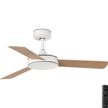FARO 33603DC - Kattoilmaisin MINI MALLORCA Ruskea/valkoinen Ø 106 cm + kaukosäädin