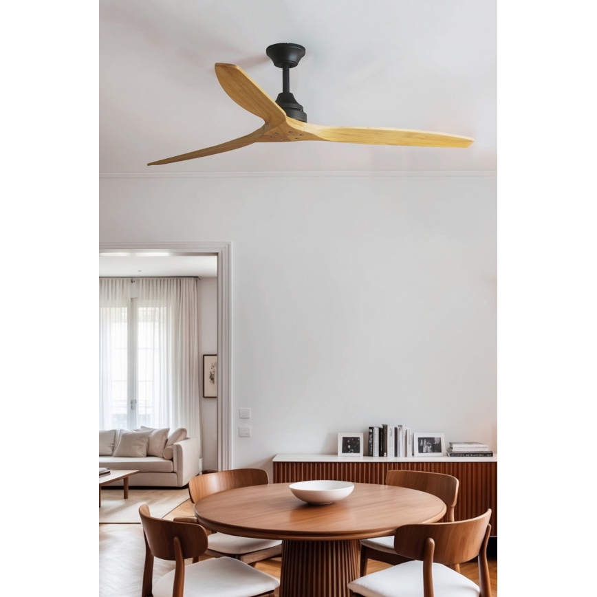 FARO 33718DC - Kattotuuletin ALO L puu/musta + kauko-ohjaus