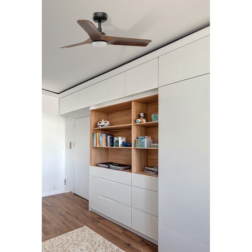 FARO 33806WT-1TW - LED himmennettävä kattovalo HEYWOOD S LED/10W/230V 2700/4000/6000K puu/musta halkaisija 90 cm Wi-Fi Tuya + kauko-ohjaus