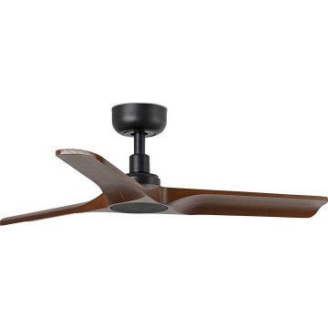 FARO 33806WT - Kattotuuletin HEYWOOD S puu/musta halkaisija 90 cm Wi-Fi Tuya + kauko-ohjaus