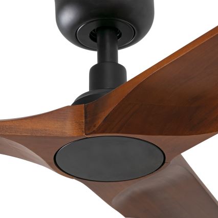 FARO 33806WT - Kattotuuletin HEYWOOD S puu/musta halkaisija 90 cm Wi-Fi Tuya + kauko-ohjaus