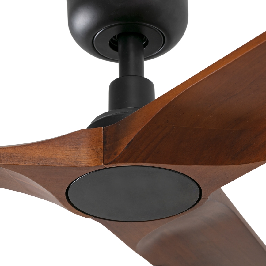 FARO 33806WT - Kattotuuletin HEYWOOD S puu/musta halkaisija 90 cm Wi-Fi Tuya + kauko-ohjaus