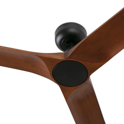 FARO 33806WT - Kattotuuletin HEYWOOD S puu/musta halkaisija 90 cm Wi-Fi Tuya + kauko-ohjaus