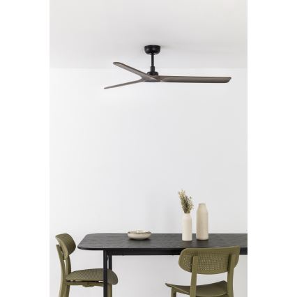 FARO 33809WT - Kattotuuletin HEYWOOD L puu/musta halkaisija 132 cm Wi-Fi Tuya + kauko-ohjaus