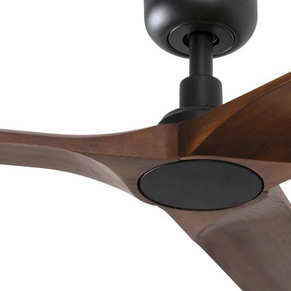 FARO 33809WT - Kattotuuletin HEYWOOD L puu/musta halkaisija 132 cm Wi-Fi Tuya + kauko-ohjaus